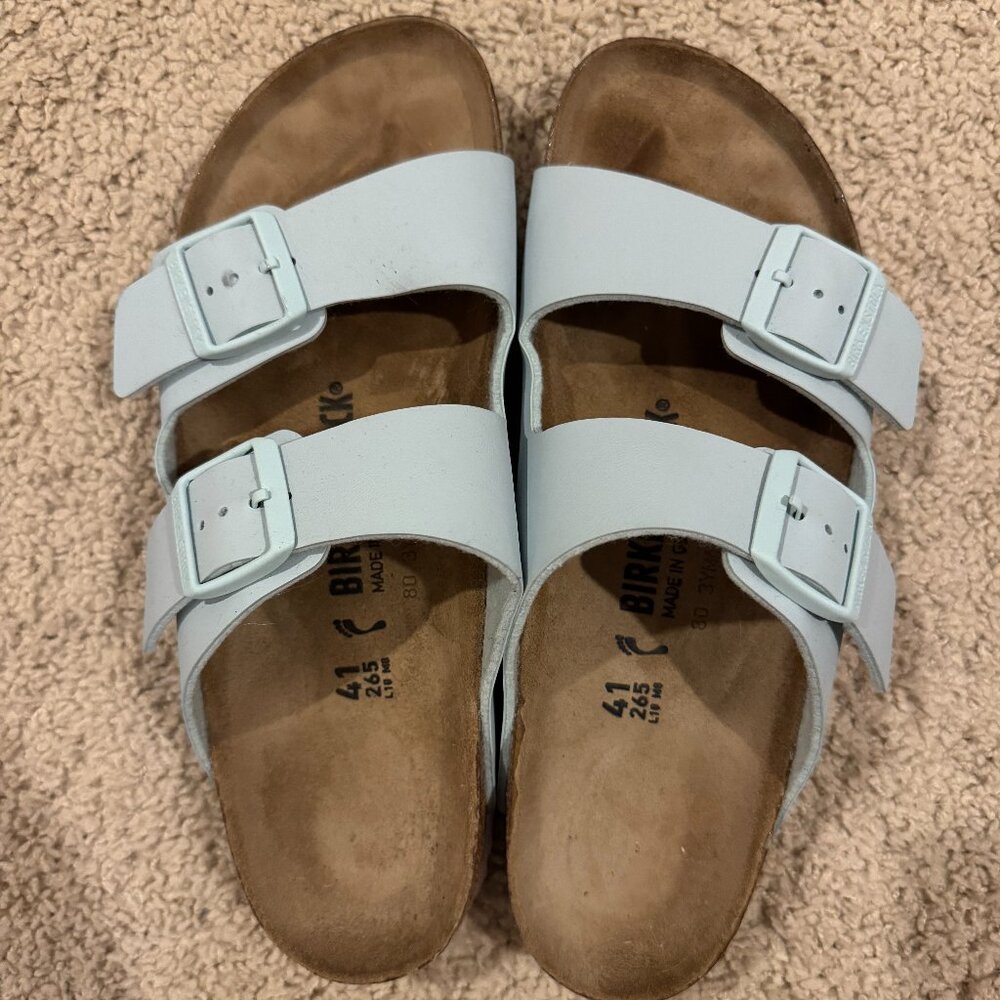 Birkenstock Arizona Light Blue Leather EUC Size 10 / 41